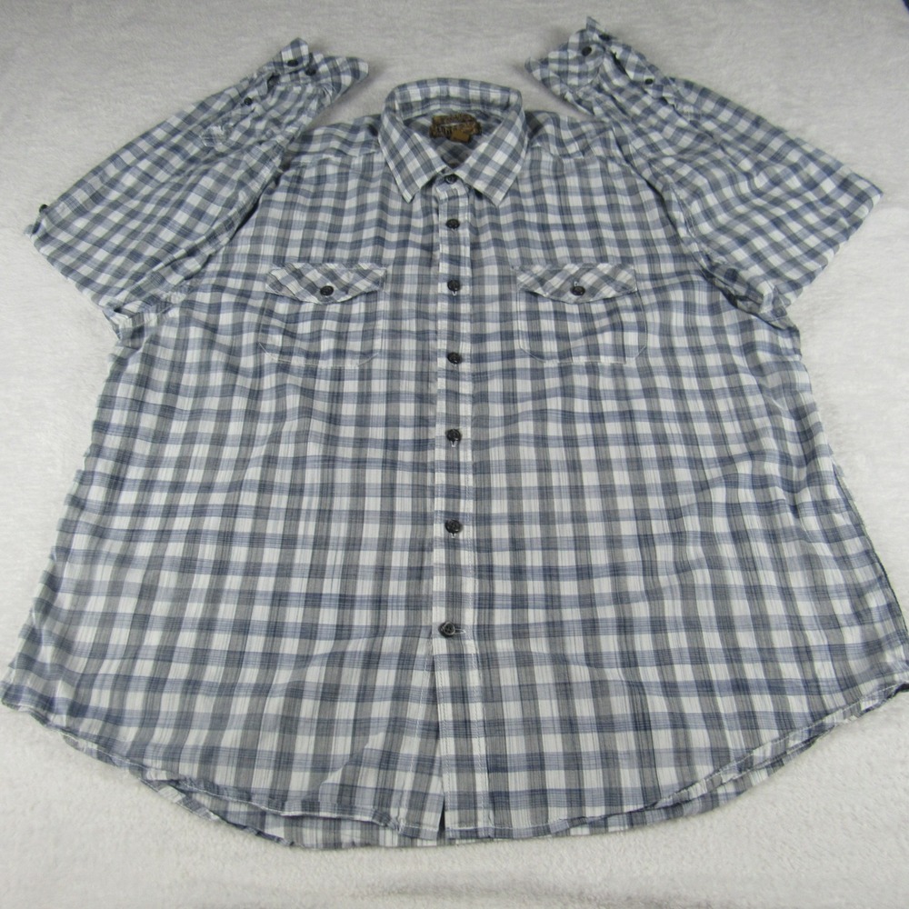 Blue Pronto Uomo Mens XXL Blue Plaid Modern Fit Cotton Button Down Shirt - Picture 2 of 14